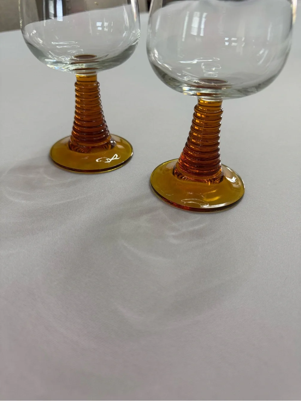 Vintage Luminarc France Amber Beehive Bourbon Cocktail Wine Glasses Set of 2